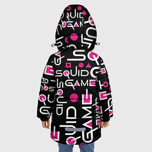 Зимняя куртка для девочки SQUID GAME ЛОГО PINK / 3D-Светло-серый – фото 4