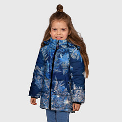 Куртка зимняя для девочки Снежинки макро snowflakes macro, цвет: 3D-черный — фото 2