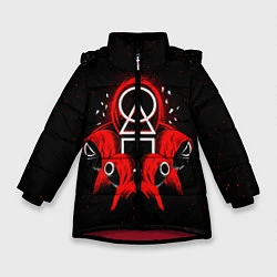 Куртка зимняя для девочки Игра в кальмара: Команда, цвет: 3D-красный