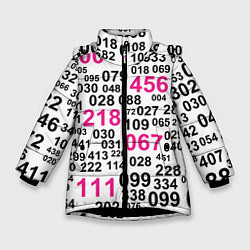 Куртка зимняя для девочки Игра в кальмара: номера игроков, цвет: 3D-черный