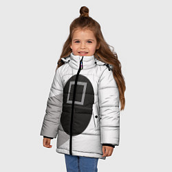 Куртка зимняя для девочки Игра в кальмара: Маска квадрат, цвет: 3D-красный — фото 2