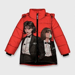 Куртка зимняя для девочки Стильные 067 и 240, цвет: 3D-черный