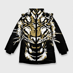 Куртка зимняя для девочки Рычание джунглей, цвет: 3D-черный