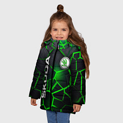 Куртка зимняя для девочки 3D плиты с подсветкой Шкода, цвет: 3D-светло-серый — фото 2