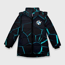 Куртка зимняя для девочки BMW 3D плиты с подсветкой, цвет: 3D-черный