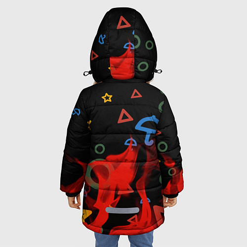 Зимняя куртка для девочки Игра в кальмара пламя / 3D-Светло-серый – фото 4