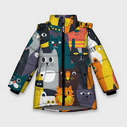 Куртка зимняя для девочки Крутые коты, цвет: 3D-светло-серый