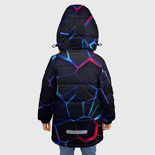 Зимняя куртка для девочки Неоновые 3D плиты Неоновые плиты / 3D-Светло-серый – фото 4