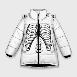 Куртка зимняя для девочки Ребра скелета, цвет: 3D-черный
