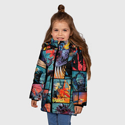 Куртка зимняя для девочки Ведьмак The Witcher комикс, цвет: 3D-черный — фото 2