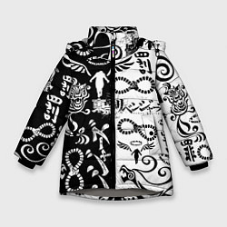 Куртка зимняя для девочки ТОКИЙСКИЕ МСТИТЕЛИ ЛОГОБОМБИНГ ЧБ, цвет: 3D-светло-серый