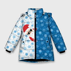 Куртка зимняя для девочки С Новым Годом дед мороз, цвет: 3D-черный
