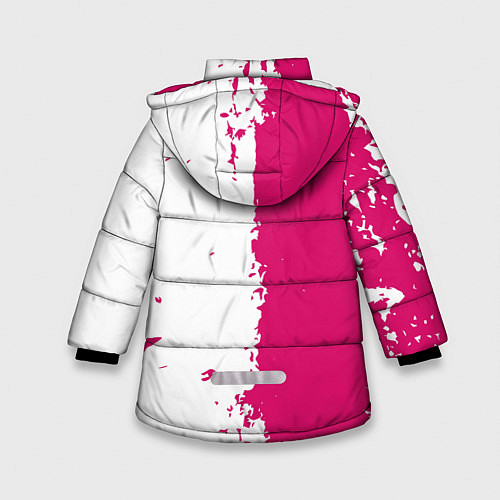 Зимняя куртка для девочки Игра в кальмара геометрические фигуры / 3D-Красный – фото 2