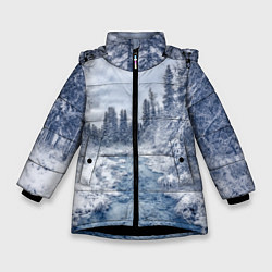 Куртка зимняя для девочки СНЕЖНЫЙ ПЕЙЗАЖ, цвет: 3D-черный