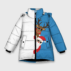 Зимняя куртка для девочки Крутые Санта и Олень