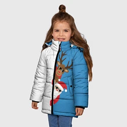 Куртка зимняя для девочки Крутые Санта и Олень, цвет: 3D-красный — фото 2