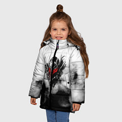 Куртка зимняя для девочки Берсерк: Облачно, цвет: 3D-красный — фото 2