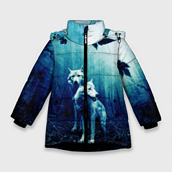 Куртка зимняя для девочки ЛЕС, ВОЛКИ И ТУМАН, цвет: 3D-черный
