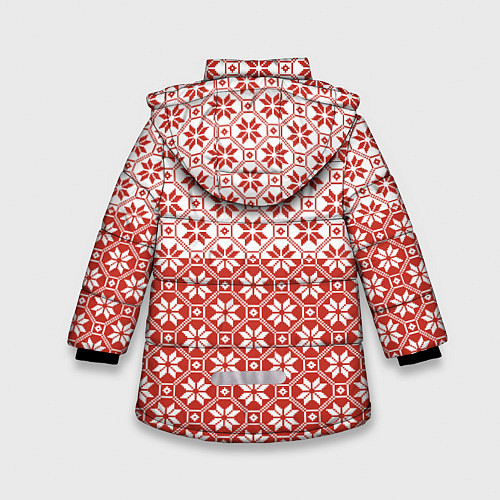 Зимняя куртка для девочки Алатырь Славянский Символ / 3D-Красный – фото 2
