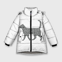 Куртка зимняя для девочки QR - кот, цвет: 3D-светло-серый