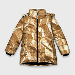 Куртка зимняя для девочки Мятая Фольга, цвет: 3D-черный