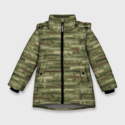 Куртка зимняя для девочки Оружие камуфляж, цвет: 3D-светло-серый