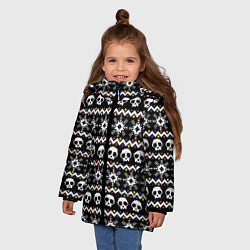 Куртка зимняя для девочки Свитер с черепами, цвет: 3D-черный — фото 2