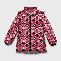 Куртка зимняя для девочки Следы от Лап с Сердечками, цвет: 3D-светло-серый