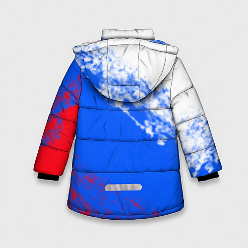 Зимняя куртка для девочки Флаг РФ триколор / 3D-Светло-серый – фото 2
