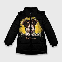 Куртка зимняя для девочки Фокстерьер Fox terrier, цвет: 3D-черный