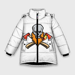 Куртка зимняя для девочки Бородатый Череп Дровосека, цвет: 3D-черный