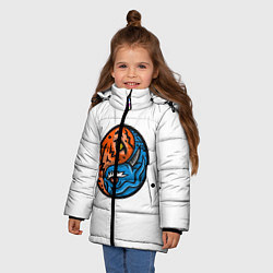 Куртка зимняя для девочки Драконы Инь Янь, цвет: 3D-черный — фото 2