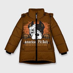 Куртка зимняя для девочки Американский Питбультерьер Pit Bull Terrier, цвет: 3D-черный