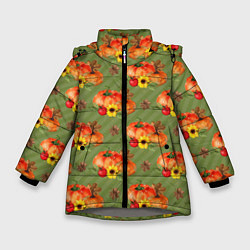 Зимняя куртка для девочки Овощи: Тыквы паттерн