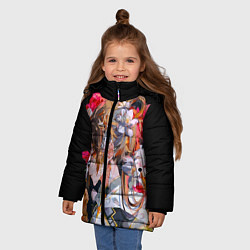 Куртка зимняя для девочки Чжун Ли в цветах Genshin impact, цвет: 3D-черный — фото 2