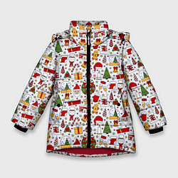 Куртка зимняя для девочки New Years Mood, цвет: 3D-красный