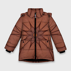 Куртка зимняя для девочки Абстрактный цветок Оранжевый 1-29, цвет: 3D-черный
