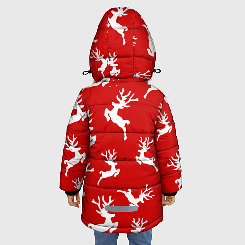 Зимняя куртка для девочки НОВОГОДНИЕ ОЛЕНИ УЗОР / 3D-Светло-серый – фото 4