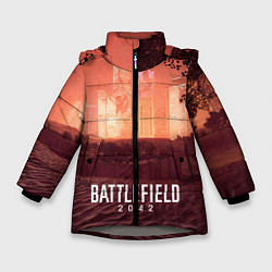 Куртка зимняя для девочки Battlefield 2042 - Песочные часы, цвет: 3D-светло-серый