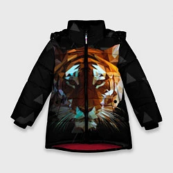 Куртка зимняя для девочки Тигр стиль Low poly, цвет: 3D-красный