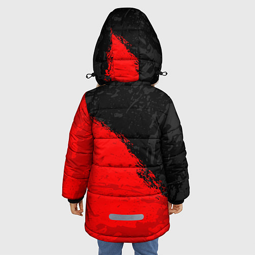 Зимняя куртка для девочки DOTA 2 RED BLACK LOGO, БРЫЗГИ КРАСОК / 3D-Светло-серый – фото 4