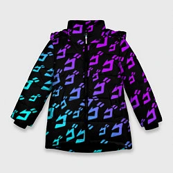 Куртка зимняя для девочки JOJOS BIZARRE ADVENTURE NEON PATTERN НЕОН УЗОР, цвет: 3D-черный