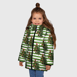 Куртка зимняя для девочки Елочки - новогоднее настроение, цвет: 3D-черный — фото 2