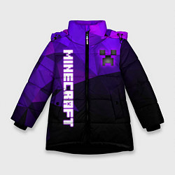 Куртка зимняя для девочки Крипер Бездный Майнкрафт, цвет: 3D-черный