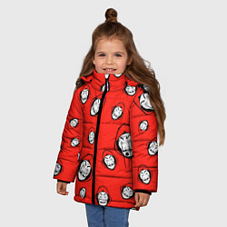 Куртка зимняя для девочки Бумажный дом Паттерн, цвет: 3D-красный — фото 2