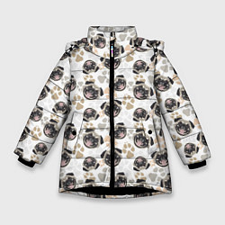 Зимняя куртка для девочки Собака Мопс Pug