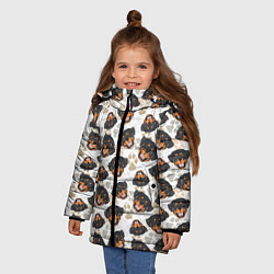 Куртка зимняя для девочки Собака Ротвейлер Rottweiler, цвет: 3D-черный — фото 2
