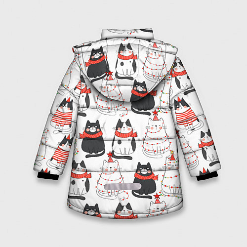 Зимняя куртка для девочки НОВОГОДНИЕ КОТИКИ 2022 / 3D-Красный – фото 2