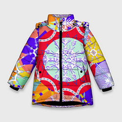 Зимняя куртка для девочки Яркий абстрактный зимний дизайн из снежинок