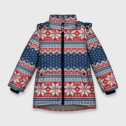 Куртка зимняя для девочки Knitted Pattern, цвет: 3D-светло-серый